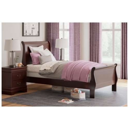 Alisdair Twin Sleigh Bed, Reddish Brown