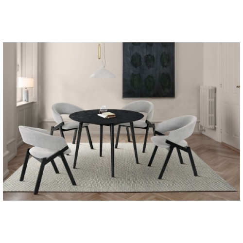 Arcadia/Talulah Dining Table and 4 Chairs Set, Gray/Black