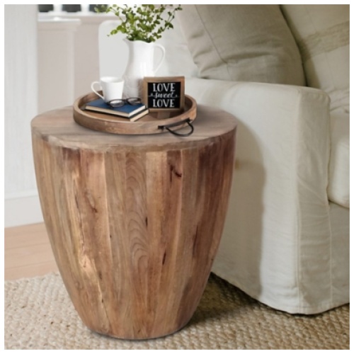 Arthur Cylindrical Side End Table, Brown