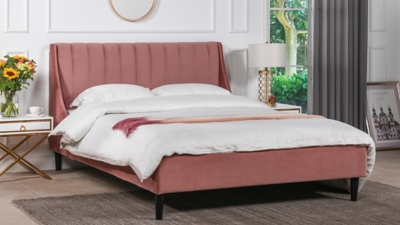 Aspen Vertical Tufted Platform Bed, Ash Rose Pink