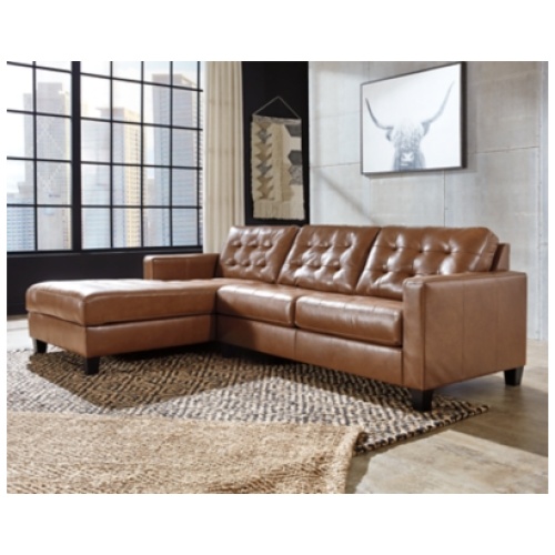 Baskove 2-Piece Leather Sectional with Chaise Leather, Auburn