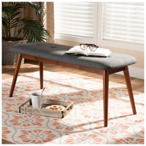 Baxton Studio 41" Flora II Dining Bench, Charcoal