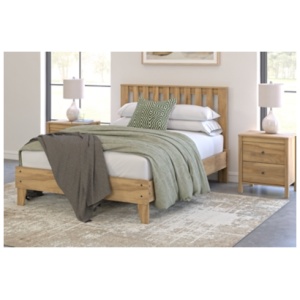 Bermacy Full Platform Panel Bed, Light Brown