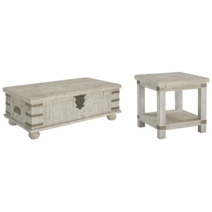 Carynhurst Coffee Table with 1 End Table, White Wash Gray