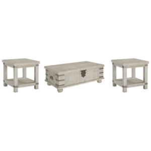 Carynhurst Coffee Table with 2 End Tables, White Wash Gray