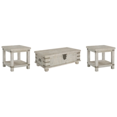 Carynhurst Coffee Table with 2 End Tables, White Wash Gray