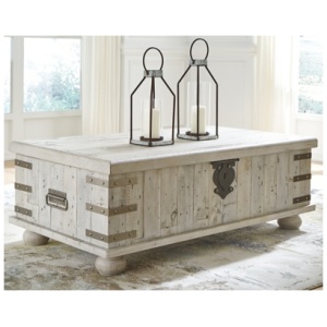Carynhurst Lift Top Coffee Table, White Wash Gray