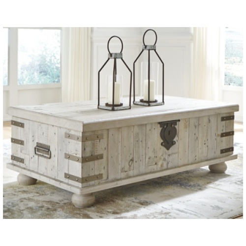 Carynhurst Lift Top Coffee Table, White Wash Gray