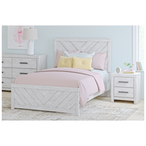 Cayboni Full Panel Bed, Whitewash