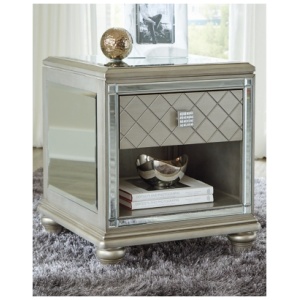 Chevanna 1 Drawer End Table, Platinum