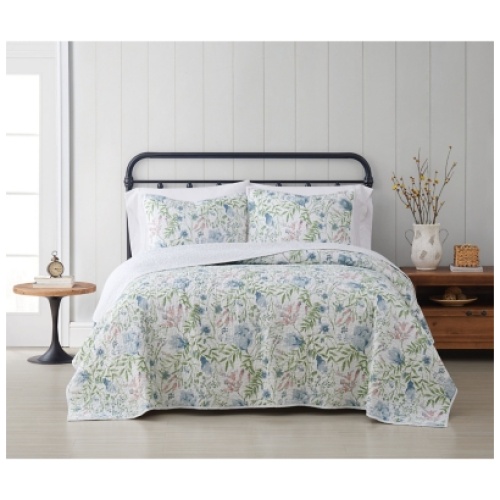 Cottage Classics Field Floral King Quilt Set, Blue