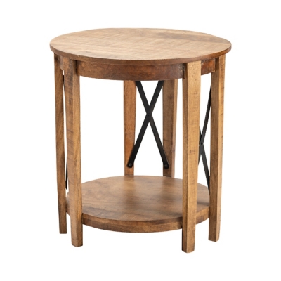 Crestview Collection Sutton Creek Round End Table, Brown/Black