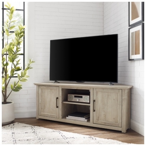 Crosley Furniture Camden Corner 58" TV Stand, Frosted Oak