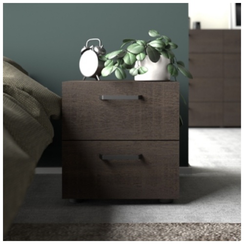 Dallas 2 Drawer Nightstand, Dark Chocolate