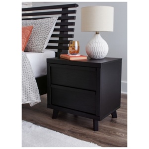 Danziar 22" 2 Drawer Charging Nightstand, Black