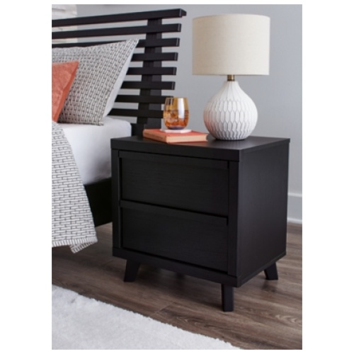 Danziar 22" 2 Drawer Charging Nightstand, Black