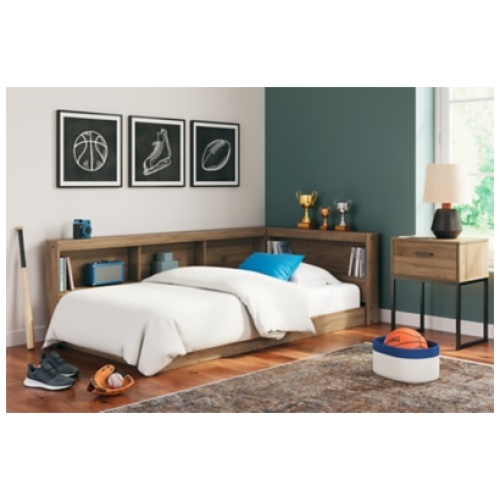 Deanlow Twin Bookcase Storage Bed, Honey