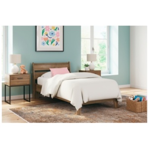 Deanlow Twin Platform Panel Bed, Honey