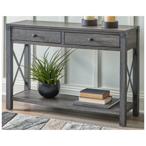 Freedan 2 Drawer Sofa/Console Table, Grayish Brown