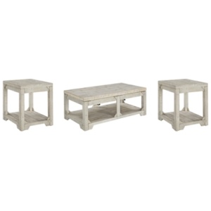 Fregine Coffee Table with 2 End Tables, Whitewash