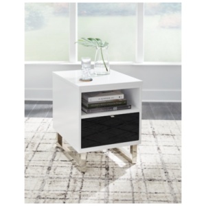Gardoni Chairside End Table, White/Black