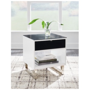 Gardoni End Table, White/Black