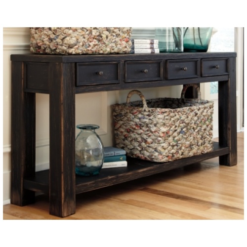 Gavelston 4 Drawers Sofa/Console Table, Black