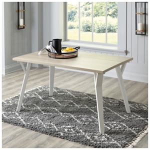 Grannen Rectangular Dining Table, White/Natural, Wood