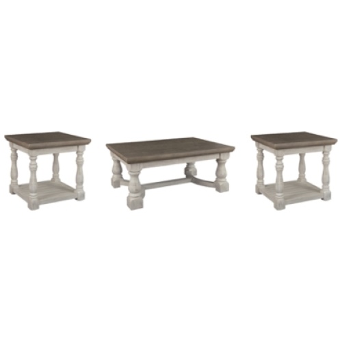 Havalance Coffee Table with 2 End Tables, Gray/White