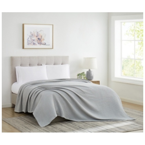 Heritage Cotton Waffle King Blanket, Gray