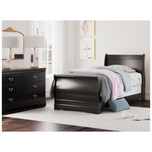 Huey Vineyard Twin Sleigh Bed, Black