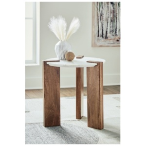 Isanti End Table, White/Brown