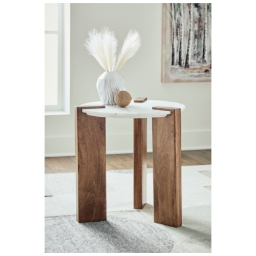 Isanti End Table, White/Brown