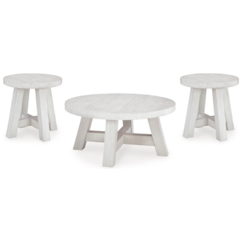 Jallison Coffee Table with 2 End Tables, Off White