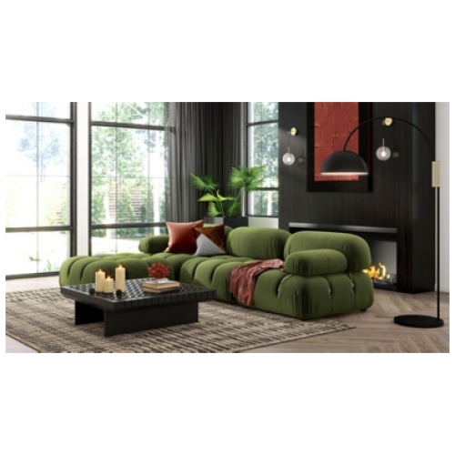 Jennifer Taylor Home Marcel Reversible Sectional, Olive Green