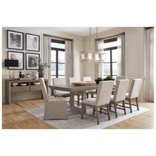 Langford Dining Table and 8 Chairs, Light Grayish Brown