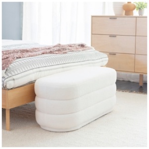 Linon Kirk Oblong Ottoman, White