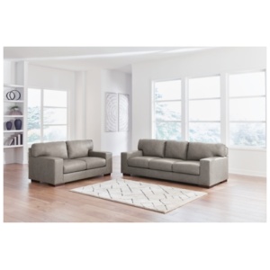 Lombardia Leather Sofa and Loveseat, Fossil