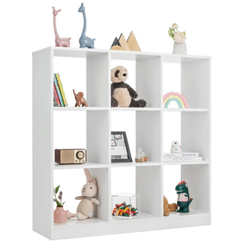 Modern 9-Cube Bookcase with 2 Anti-Tipping Kits for Books Toys Ornaments-White
