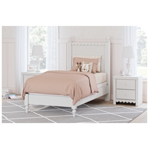 Mollviney Twin Panel Bed, White