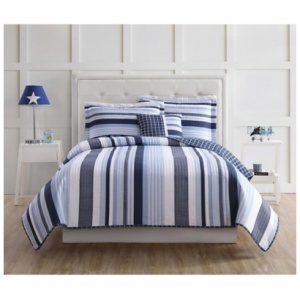 My World Mason Striped Full Comforter Set, Blue