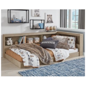 Oliah Twin Bookcase Storage Bed, Natural