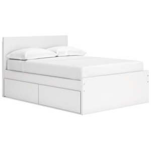 Onita Full Panel Platform Bed with 1 Side Storage, White