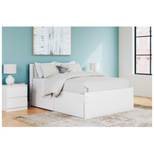 Onita Full Panel Platform Bed with 2 Side Storage, White