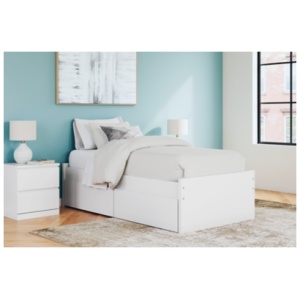 Onita Twin Platform Bed with 1 Side Storage, White