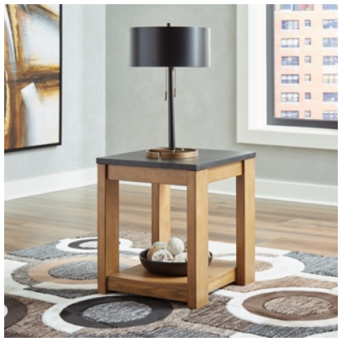 Quentina Top End Table, Light Brown/Black
