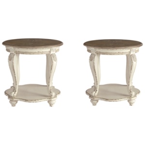 Realyn 2 End Tables, White/Brown