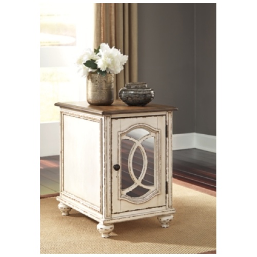 Realyn Chairside End Table, White/Brown