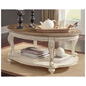 Realyn Coffee Table, White/Brown
