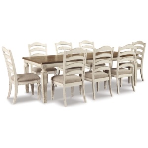 Realyn Dining Table and 8 Chairs, Chipped White